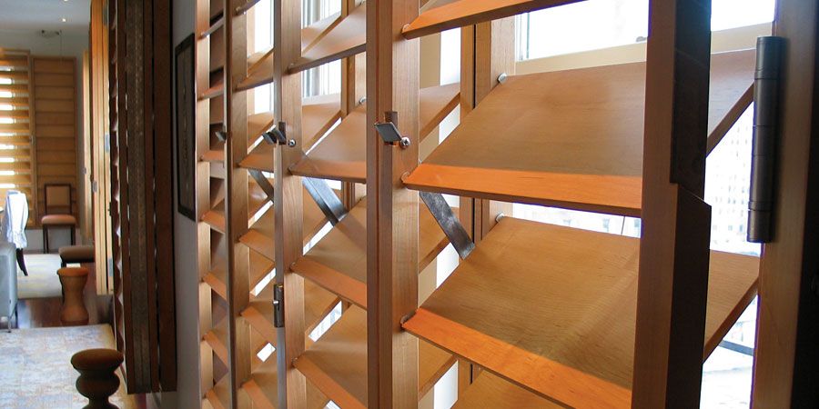 Maple louver wall in the Biggio loft